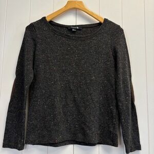 Forever 21 Y2K Womens Preppy Academia Elbow Patch Sweater Size M Brown Speckled